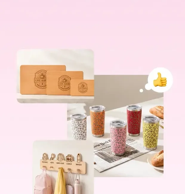 Chaveiros, copos e peças de madeira personalizados